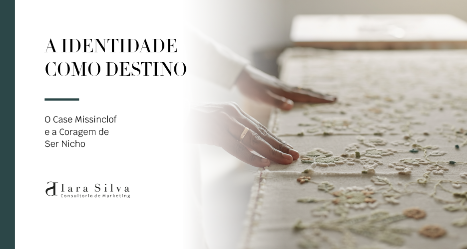 Mãos femininas tocando e ajustando um tecido bordado com detalhes florais, em um ambiente iluminado por luz natural, com foco na textura e no trabalho artesanal.