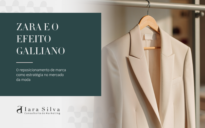 Blazer feminino bege minimalista pendurado em arara, representando estética sofisticada e transição do fast fashion para o segmento premium