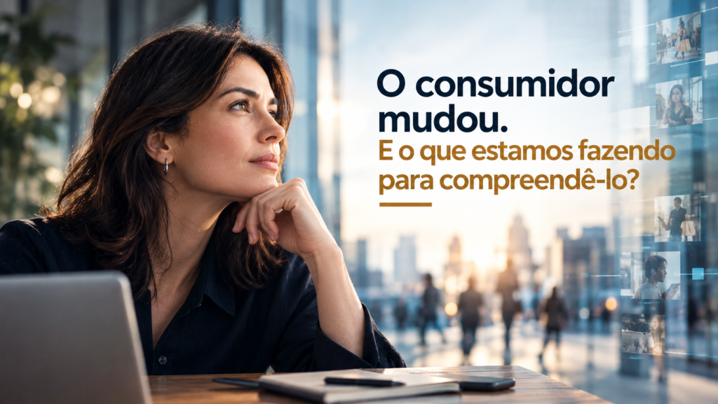 A imagem assinala a importância da inteligência de mercado para compreender o consumidor. Do esforço do gestor de marketing para compreender o consumidor na atualidade. 